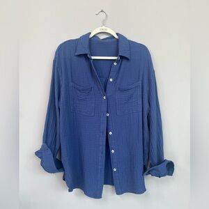 Button-Down Gauze Shirt in Blue - Unbranded